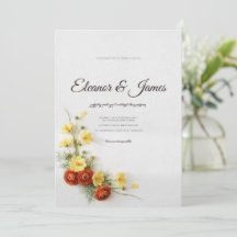 Butter Yellow Cosmos Terracotta Garden Invitation