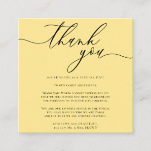 Butter Yellow Custom Photo Thank You Enclosure Card