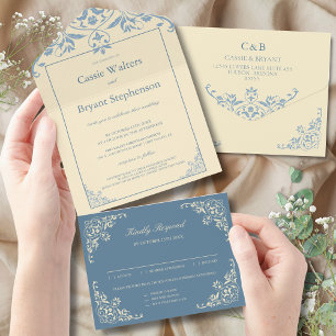 Butter Yellow Elegant All in One Wedding Invite