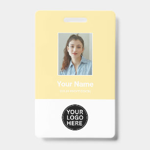 Butter Yellow Employee Photo Logo Name Badge ID Badge