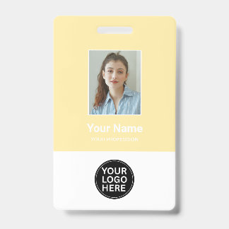 Butter Yellow Employee Photo Logo Name Badge ID Badge