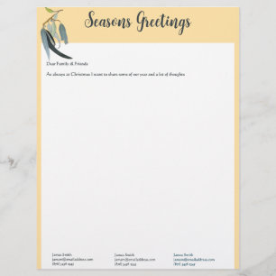 Butter Yellow Eucalyptus Christmas Letter & Photos Custom Letterhead