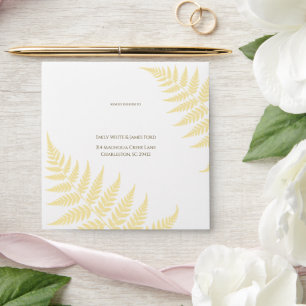 Butter Yellow Fern Addressed Square Wedding Envelope