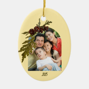 Butter Yellow Fern Photo  Ceramic Tree Decoration