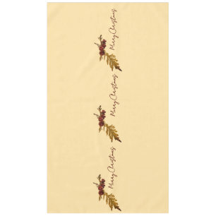 Butter Yellow Fern & Pine cone Merry Christmas Tablecloth