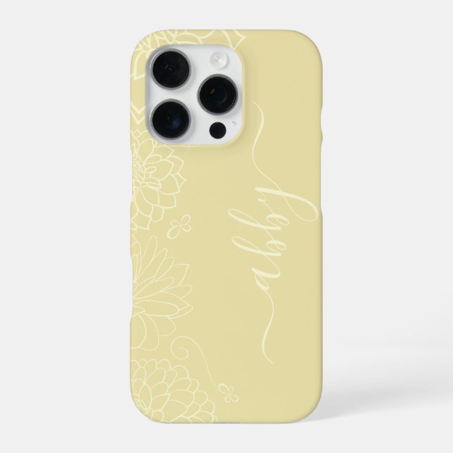 Butter Yellow Floral Script iPhone / iPad case (Back)
