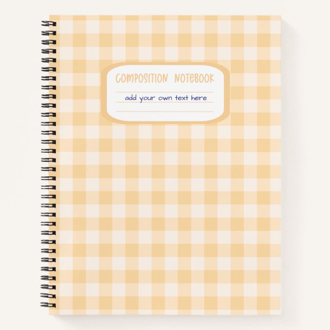 Butter Yellow Gingham Plaid Composition Notebook (Front)