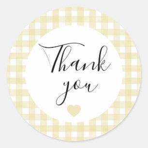 Butter Yellow Gingham Thank You Favour Sticker