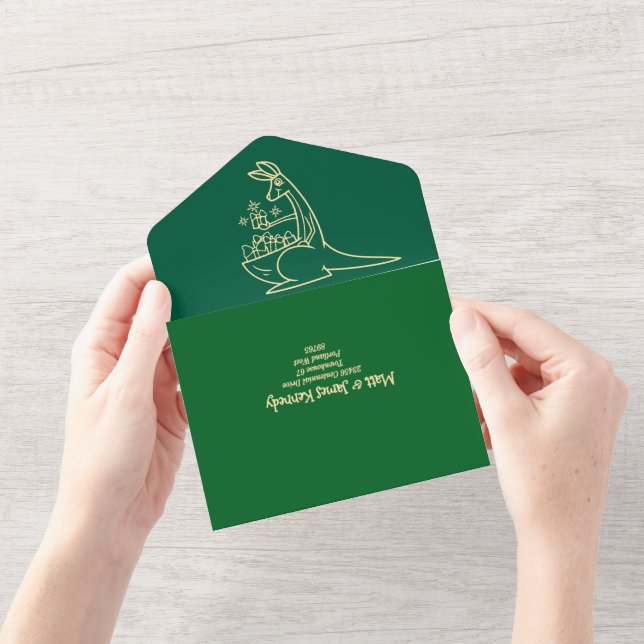 Butter Yellow & Green Australian Animals Birthday  All In One Invitation (Opening)