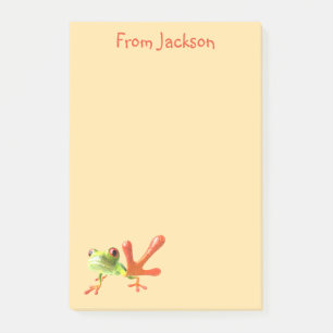 Butter Yellow Green & Orange Frog Post-it Notes