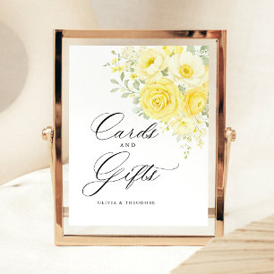 Butter Yellow Ivory Cards & Gifts Wedding Table Pedestal Sign