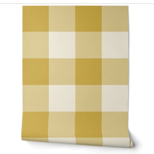 Butter Yellow Jumbo Buffalo Check Gingham Wallpaper