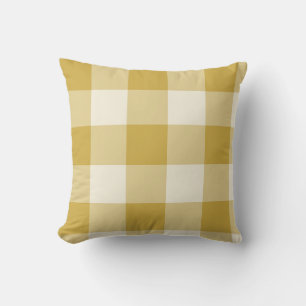Butter Yellow Large Gingham Check Plaid Cushion