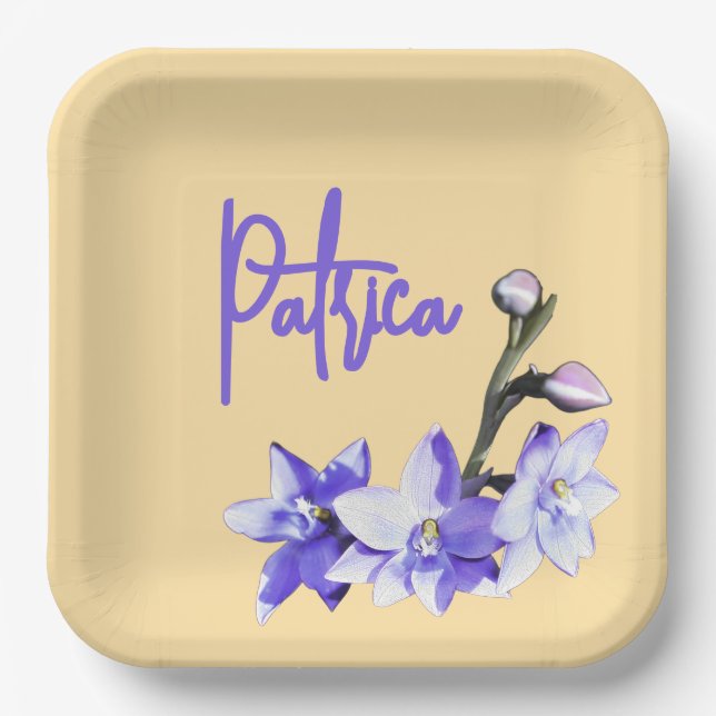Butter Yellow & Lilac SunOrchid Birthday Paper Plate (Front)