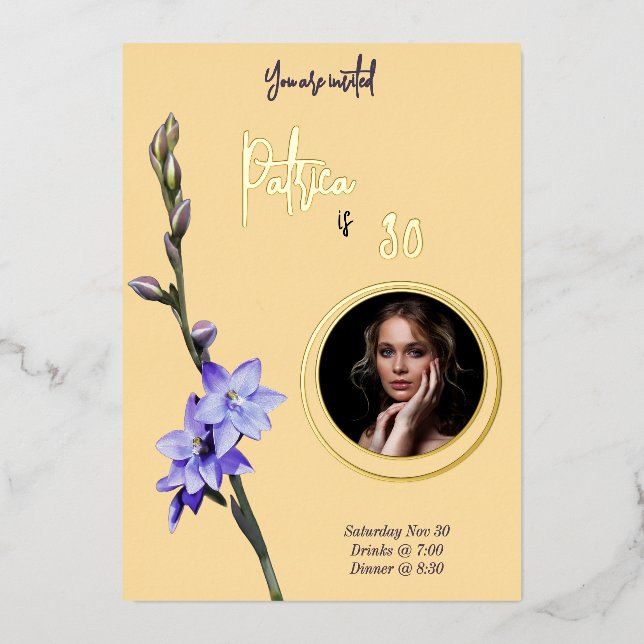 Butter Yellow & Lilac SunOrchid Photo Birthday (Front)