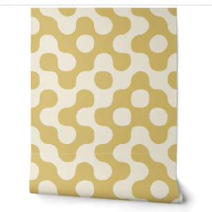 Butter Yellow Mid Century Organic Geometric Wallpaper