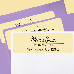 Butter yellow minimalist return address label