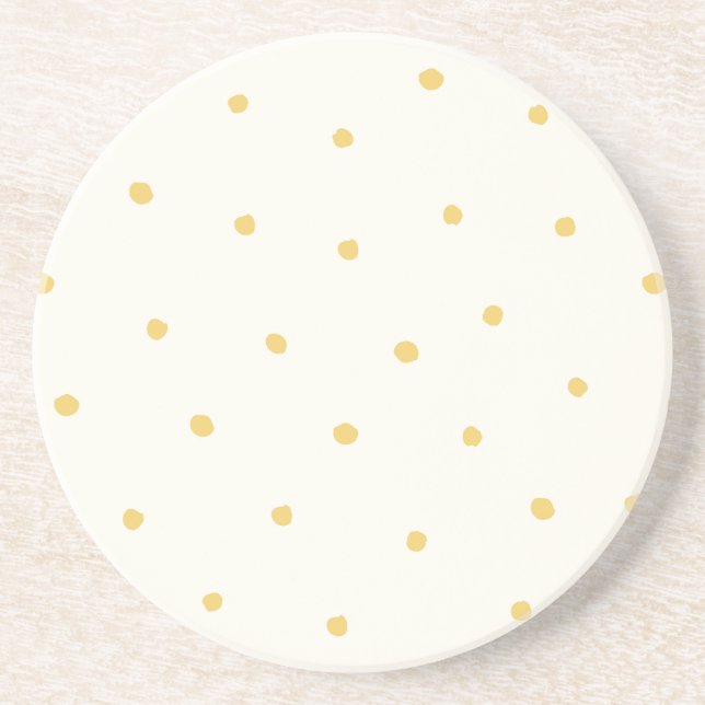 Butter Yellow Modern Farmhouse Polka Dot Pattern Coaster (Front)