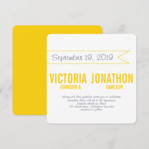 Butter Yellow Modern Typography Wedding Invitation