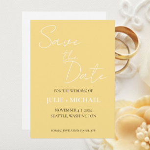 Butter Yellow Monotone Simple Style Wedding Save The Date