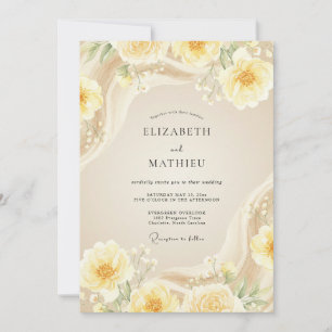 Butter Yellow Opulent Floral Wedding Invitation