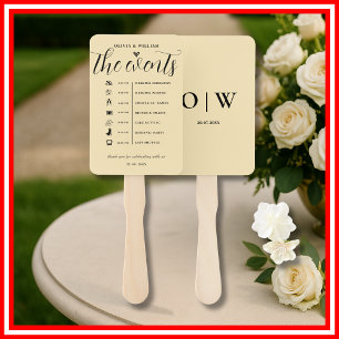 Butter Yellow Order of Events Wedding Program Hand Fan