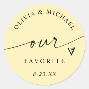 Butter Yellow Our Favourite Wedding Treat Bag Classic Round Sticker