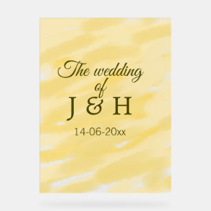 Butter yellow pastel the wedding of couple name le acrylic sign