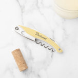 Butter Yellow Personalised Wedding Bridesmaid Corkscrew<br><div class="desc">Trendy,  butter yellow colour wine corkscrew opener for your wedding bridesmaid along with her name on back and printed in black,  stylised script. Personalise corkscrew by replacing name with your bridesmaid name. Available in many,  popular bridesmaid wedding colour schemes.</div>