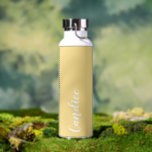 Butter Yellow Personalised Wedding Bridesmaid Water Bottle<br><div class="desc">Gift your bridesmaid or maid of honour with this trendy, vacuum Insulated water bottle that features her name in white, stylised script on a butter yellow colour background designed to match your wedding colour scheme. Personalise bottle by editing and replacing name with your own as desired. Select your water bottle...</div>