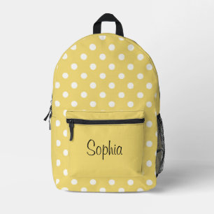 Butter Yellow Polka Dot Personalised Kids Backpack