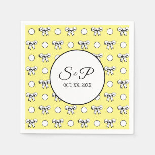 Butter Yellow Polka Dots White Bows Personalized Napkin