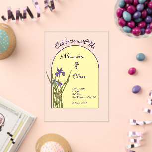 Butter Yellow & Purple Iris Watercolor Wedding  Acrylic Invitations