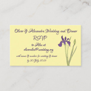 Butter Yellow & Purple Iris Watercolor Wedding Enclosure Card