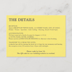Butter Yellow QR Code Wedding Details Card