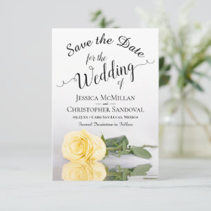 Butter Yellow Rose Elegant & Romantic Wedding Save The Date