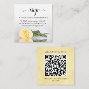 Butter Yellow Rose Elegant Wedding RSVP QR Code Enclosure Card