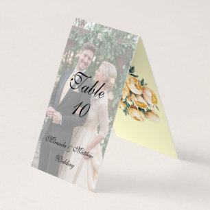 Butter-Yellow Roses Wedding Photo Table Number