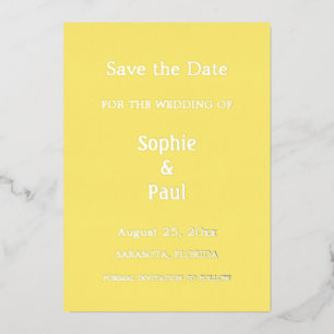 Butter Yellow Save the Date Foil Invitation