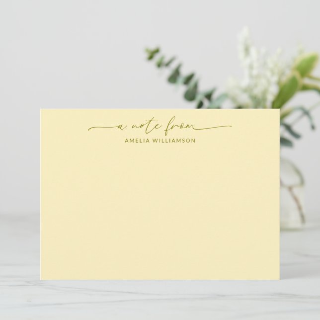 Butter Yellow Script Calligraphy Personalised Name Card (Standing Front)