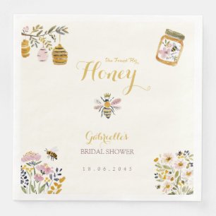 Butter Yellow She Found Her Honey Bee Bridal Party Napkin