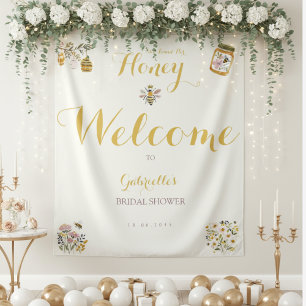 Butter Yellow She Found Her Honey Bee Bridal Party Tapestry