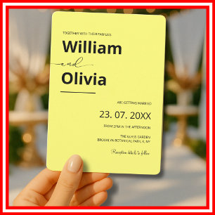 Butter Yellow Simple Elegant Minimalist Wedding Invitation