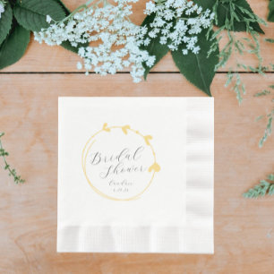 Butter Yellow Simple Heart Wreath Bridal Shower Napkin