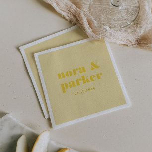 Butter Yellow Simple Monogram Wedding Napkin