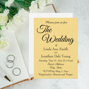 Butter Yellow Simple Style Wedding Invitation