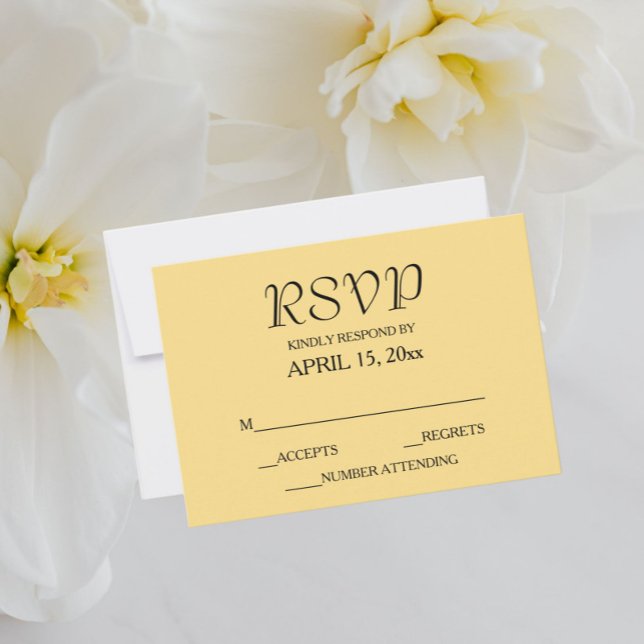 Butter Yellow Simple Style Wedding RSVP Card (In Situ Wedding)