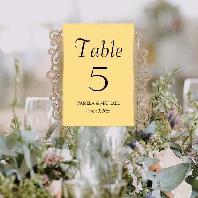 Butter Yellow Simple Style Wedding Table Number (In Situ Wedding)