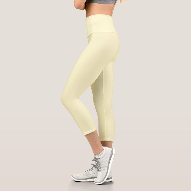 Butter Yellow Solid Colour | Classic Elegant Capri Leggings (Left)