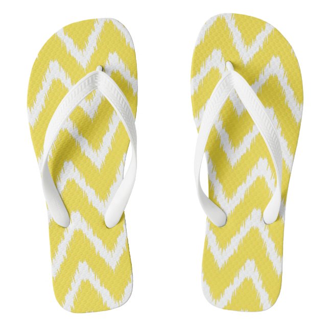Butter Yellow Southern Cottage Chevrons Flip Flops (Footbed)
